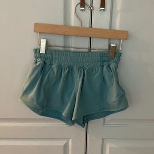 Lululemon Hotty Hot Short low rise 2 1/2 inch.  Light blue. Size 4.